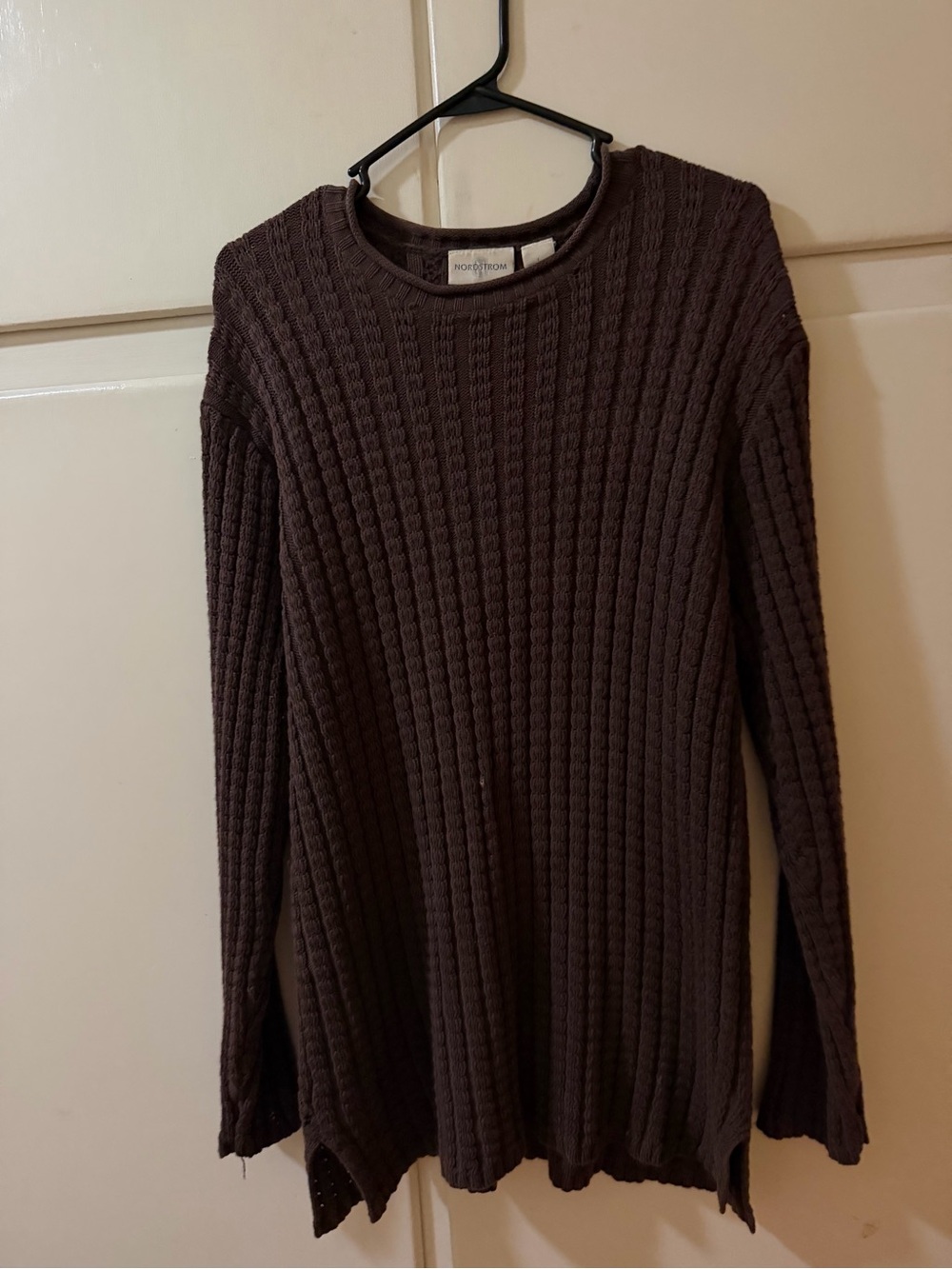 Nordstrom Dark Purple Ribbed Crewneck Sweater